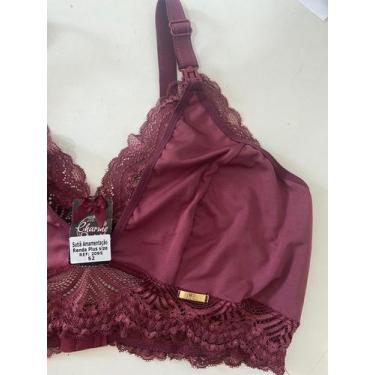 Imagem de Sutiã Renda Plus Size Amamentação - Charme Delas, 50, Vinho