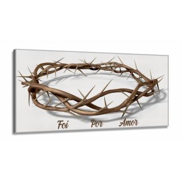 Imagem de Quadro Decorativo Coroa Espinhos Amor em Tecido Canvas 130x60 - Wall F