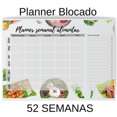 Imagem de Planner Semanal Alimentar Fitness Diário Blocado A4 52 Fls - Impressõe