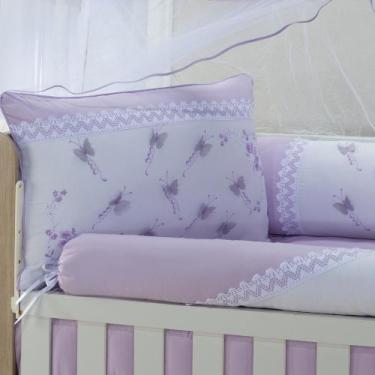 Imagem de Kit enxoval para berço borboletas lilas menina barato - MEDINA CONFECÇ