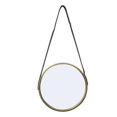 Imagem de Espelho de parede com alça de mdf 30x30cm - Amigold, Dourado
