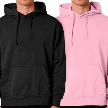 Imagem de Kit 2 Blusas Moletom Masculino Canguru Com Capuz  Liso Sem Estampa Liso-Masculino