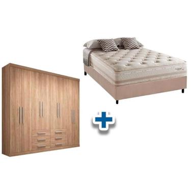 Imagem de Cama Box Casal + Colchão Scotland Herval + Guarda Roupa Master 8.6 Atacama