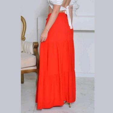 Imagem de Saia Longa 3 Marias Camadas moda Evangélica Rodada Elástico na Cintura