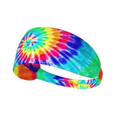 Imagem de DSSWTP Tiaras coloridas para treino tie dye, faixas de cabelo para ioga, faixas de cabelo para fitness, elástico, atlético, antiderrapante, absorvente de cabeça, para homens, mulheres, meninas,