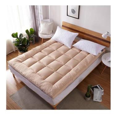 Imagem de Quilted Fitted Mattress Pad,Thickened Futon Mattress,Cotton Extra Thick Mattress Topper,Soft and Breathable Top,Fold able Suitable,for Home Student Dormitories Mattress Pads(Brown,180*200cm/70.8*78.7i
