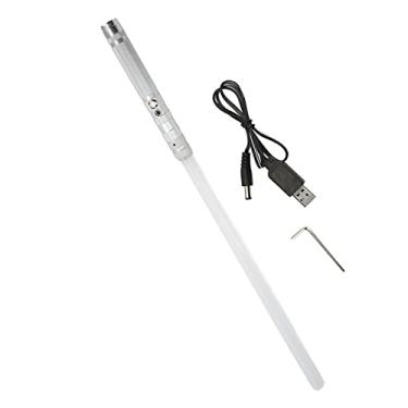 Imagem de Conjunto de espada de luz de duelo, sabres de LED mutáveis ​​de 7 cores com som sensível ao movimento para fantasias de Halloween e presentes de Natal, projetado ergonomicamente, (Prata)