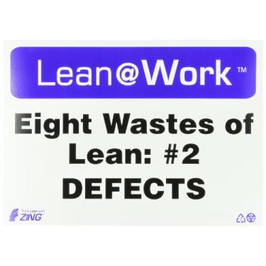 Imagem de Zing Green Products 2167 Placa de plástico reciclado Lean at Work "Eight Wastes of Lean: #2 Defects", 35,5 cm de comprimento, 25,4 cm de largura