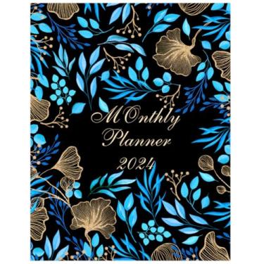 Imagem de Monthly Planner 2024: January 2024 to December 2024 with Holidays, Floral Cover, One Year Schedule Organizer With Motivational Quotes.