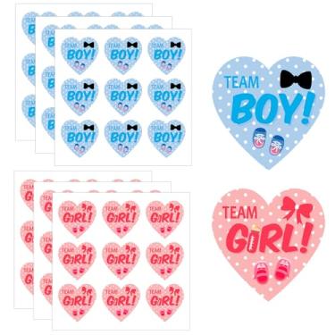 Imagem de 54 adesivos de revelação de gênero, 5 cm azul rosa equipe menino equipe menina adesivos autoadesivos revelação de gênero etiquetas para scrapbook jogos chá de bebê lembrancinhas de festa (estilo