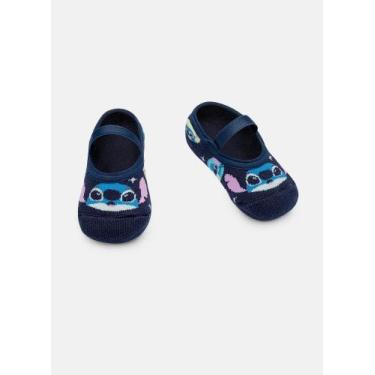 Imagem de Meia Sapatilha Antiderrapante Bebê Unissex Stitch - Puket, 15 A 18