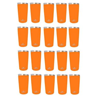 Imagem de Kit 20 Copos Térmicos Aço Inox 420ML Branco p/ Água Cerveja Café - Quente e Frio - Unica Unico