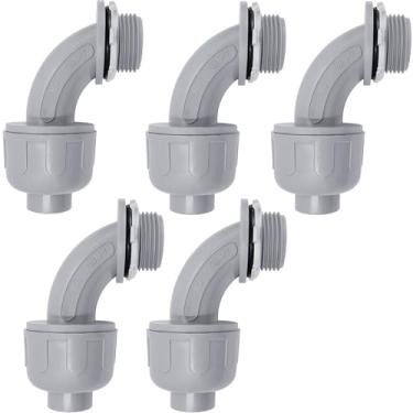 Imagem de Feotech Conector líquido apertado de 3/10.2 cm - Pacote com 5 acessórios de conduíte elétrico de PVC Conectores flexíveis retos de 90 graus para casa, cozinha e conector de conduíte de banheiro