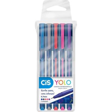 Imagem de Caneta Esferográfica YOLO 0.7mm 5 Cores Cis