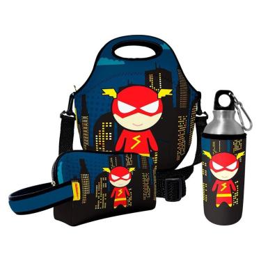 Imagem de Kit Escolar Infantil Lancheira Térmica + Necessaire Plus + Squeeze de Alumínio – ISOPRENE – Su-Unissex