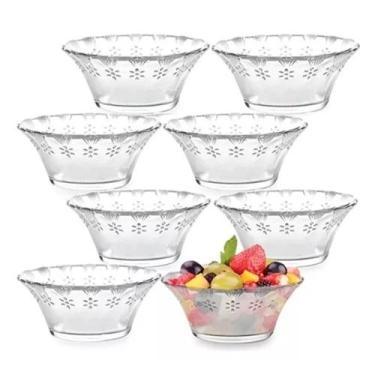 Imagem de Jogo de Sobremesa 8 Taças Mini Bowl Vidro Transparente Cotton 100ml Em