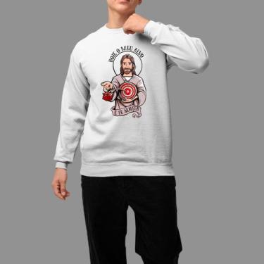 Imagem de Moletom Gola Careca Basico Masculino Moda Cristã Inverno Blusa De Frio