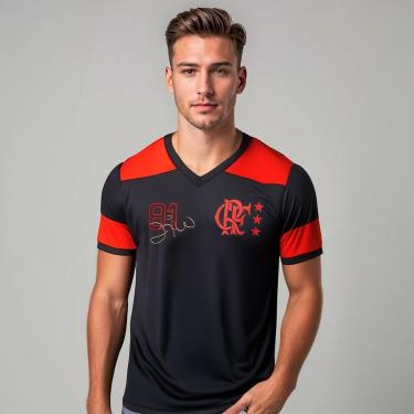 Imagem de Camisa Flamengo Retrô Zico 1981 Dry Preta Masculina-Masculino