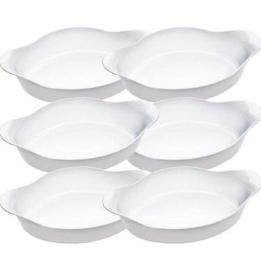Imagem de Kit 6 Assadeiras Marinex Vidro Opaline Branco 600 1L e 1,4L - Nadir