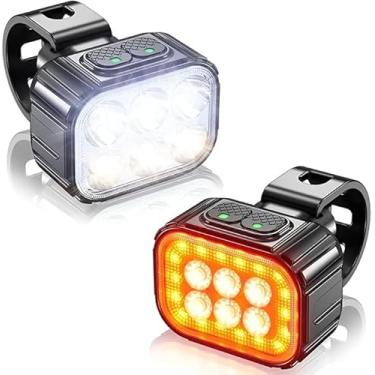 Imagem de Lanterna Bike Kit Farol Bike 6 Led Recarregável USB a Prova da Água Acessorios Bicicleta Ciclismo Sinalizador Traseiro Dianteiro Pisca Alerta Potente Conjunto Varios Modos Iluminação top