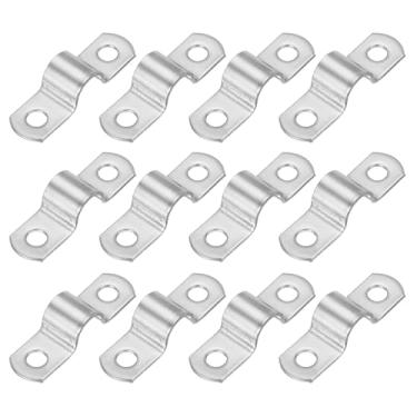 Imagem de PATIKIL Correia rígida de tubo de 2/5" (10 mm), 12 peças braçadeira de conduíte de aço inoxidável 304 2 furos engrossar suporte de tubo braçadeira de tubo para fixação de fio de cabo de tubulação