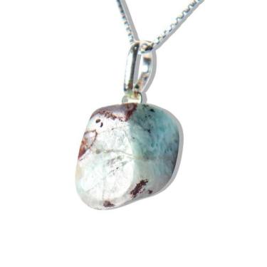 Imagem de Colar Pedrinha Larimar Fatiado Natural 10 a 15mm Pino Prata 950 - Cris