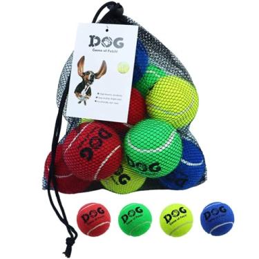 Imagem de AMA SPORT Bolas de tênis para cães, pacote com 12, bolas de tênis multicoloridas de 6,3 cm para filhotes, brinquedos pequenos, médios, projetadas para cães flutuantes, caça na água, buscar diversão