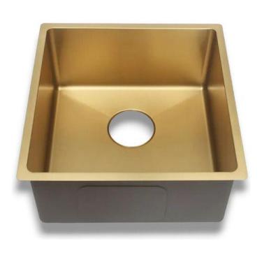 Imagem de Cuba Cozinha Inox Dourada Gold Gourmet Grande 44x44x20 Mg97 - MG Metai