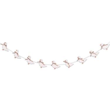 Imagem de ZAIBIANHAO Faixa com tema de ganso - Guirlanda de chá de bebê de ganso, decoração de aniversário estilo guingão marrom um ganso , decorações de festa temáticas de animais de fazenda