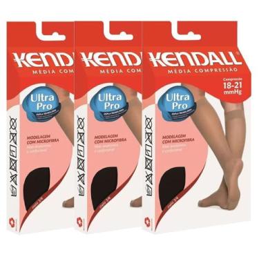 Imagem de Kit 3 Meia de Compressão Feminina Kendall 1671 C/ Ponteira, GG, Preto