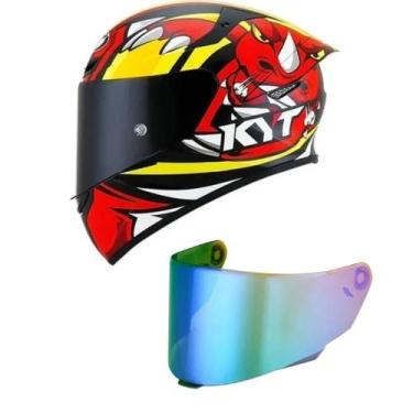 Imagem de Capacete KYT TT Course Rhino Preto e Vermelho Mais Viseira Camaleão, 6