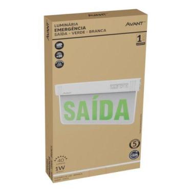 Imagem de Placa Sinalizadora Saída Verde Emergência Led 1w Ip20 Branca Avant