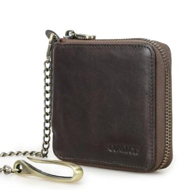 Imagem de Carteira de couro genuíno para homens maus carteiras magras short short credit creditt title minimalist masculino saco de dinheiro