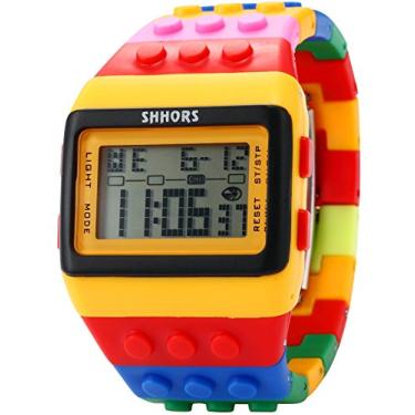 Imagem de SHHORS Relógio de pulso LED Rainbow criativo LCD esportivo pulseira de silicone masculino feminino infantil grande LED091, vermelho, amarelo, pulseira, Vermelho, amarelo, Alça