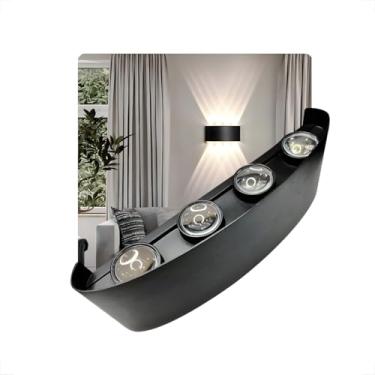 Imagem de Arandela 2 Focos 8 Facho Efeito Garagem Externa Interna 8w Branco Quente 3000K Luminária de Parede, Muro, Fachada (Preto)