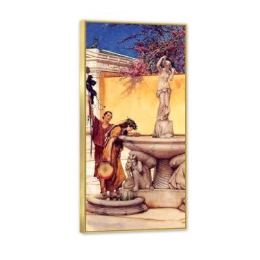Imagem de MOBYAT Moldura dourada entre Vênus e Baco por Lawrence Alma Tadema Impressões, reprodução de pintura a óleo, impressão giclée em tela, arte de parede pronta para pendurar para decoração de quarto de