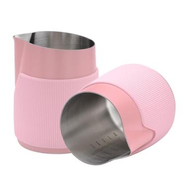 Imagem de Normcore Jarro de espumador de leite sem alças, jarra de leite de 600 ml, copo para vaporizador de leite de aço inoxidável, bico redondo, rosa, 600 ml