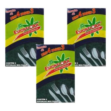 Imagem de Esponjas Dupla Face Multiuso Limpeza Cozinha kit 12 unidades - Esponfl
