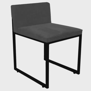 Imagem de Cadeira De Jantar Escritório Recepção Lee Office Industrial Ferro Preto Suede Cinza - Ahz Móveis