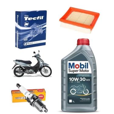 Imagem de Kit Filtro De Ar Vela Oleo Mobil 10W30 Biz 125 2006 Ate 2010