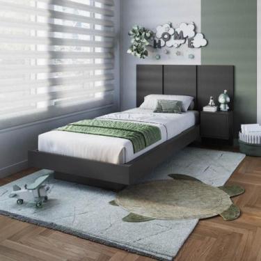 Imagem de Cama Solteiro com Cabeceira 122cm e Mesa Cabeceira Suspensa - Art In Q