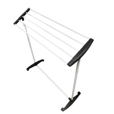 Imagem de Varal De Chão Portátil Multiuso Compacto 5 Varetas Desmontável(Preto/Branco)