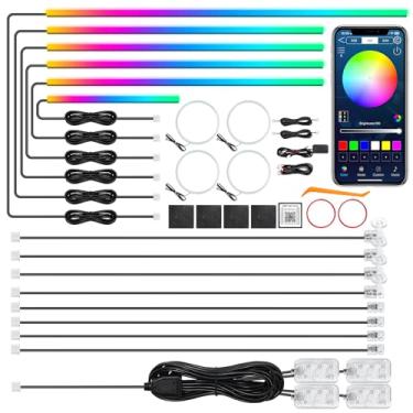 Imagem de Dreamcolor Faixa de luz de LED para carro interior de acrílico com aplicativo sem fio, RGB 22 em 1 com 444.5 cm 612 LEDs de fita de fibra óptica para carro, kits de iluminação ambiente neon de