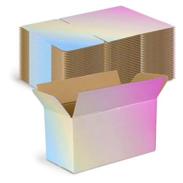 Imagem de DEZIBOX Caixas De Remessa Coloridas Médias 11X6X6 Polegadas, Pacote Com 30 Papelão Ondulado Para Embalagem Correspondências Pequenas Empresas