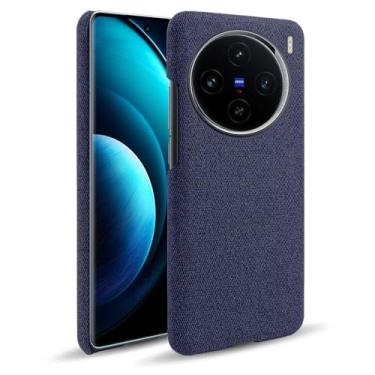 Imagem de Capa para vivo X100,Capa desenhada em lona,Case Protetora Ultrafina com Empunhadura Macia,Design em Tecido Antichoque e Antiarranhões-Blue