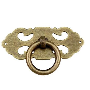 Imagem de Puxador de porta gaveta de orifício único reto latão puro móveis antigos instalação manual é simples, delicada e prática (ronze)