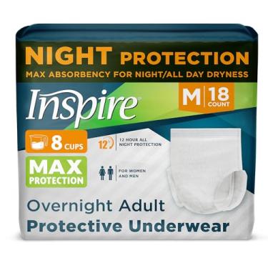 Imagem de Inspire Fraldas para adultos mulheres ou homens – Absorção máxima | Nossa roupa íntima mais absorvente e seca para incontinência para mulheres ou homens | Fraldas à prova de vazamento durante a noite