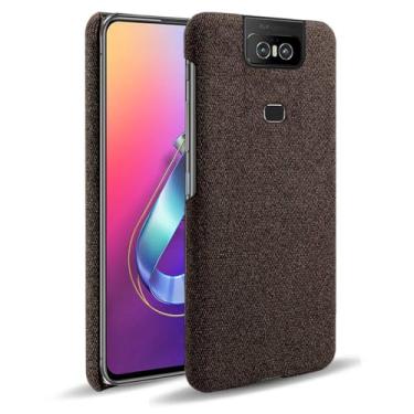 Imagem de Capa para ASUS Zenfone Zs630kl,Capa desenhada em lona,Case Protetora Ultrafina com Empunhadura Macia,Design em Tecido Antichoque e Antiarranhões-Brown