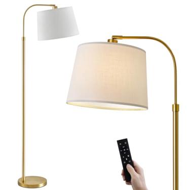 Imagem de Oneach Luminária De Chão Em Arco De 62" Para Salas De Estar, Luminárias Altas Douradas Com Controle Remoto E Lâmpada Regulável Continuamente, Luminária De Leitura Moderna Para Quartos, Berçários, E