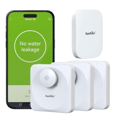 Imagem de RAINPOINT Detector De Vazamento De Água Wifi Mudo Remoto Flutuante Para Porão Residencial, Pacote Com 3 Unidades Com Hub, Sirene Sem Fio, Alarme, Sensor De Vazamento, E-Mail E Notificação Push De Ap